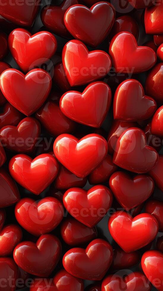 Vibrant red hearts create a striking visual display representing love and affection for various occasions photo