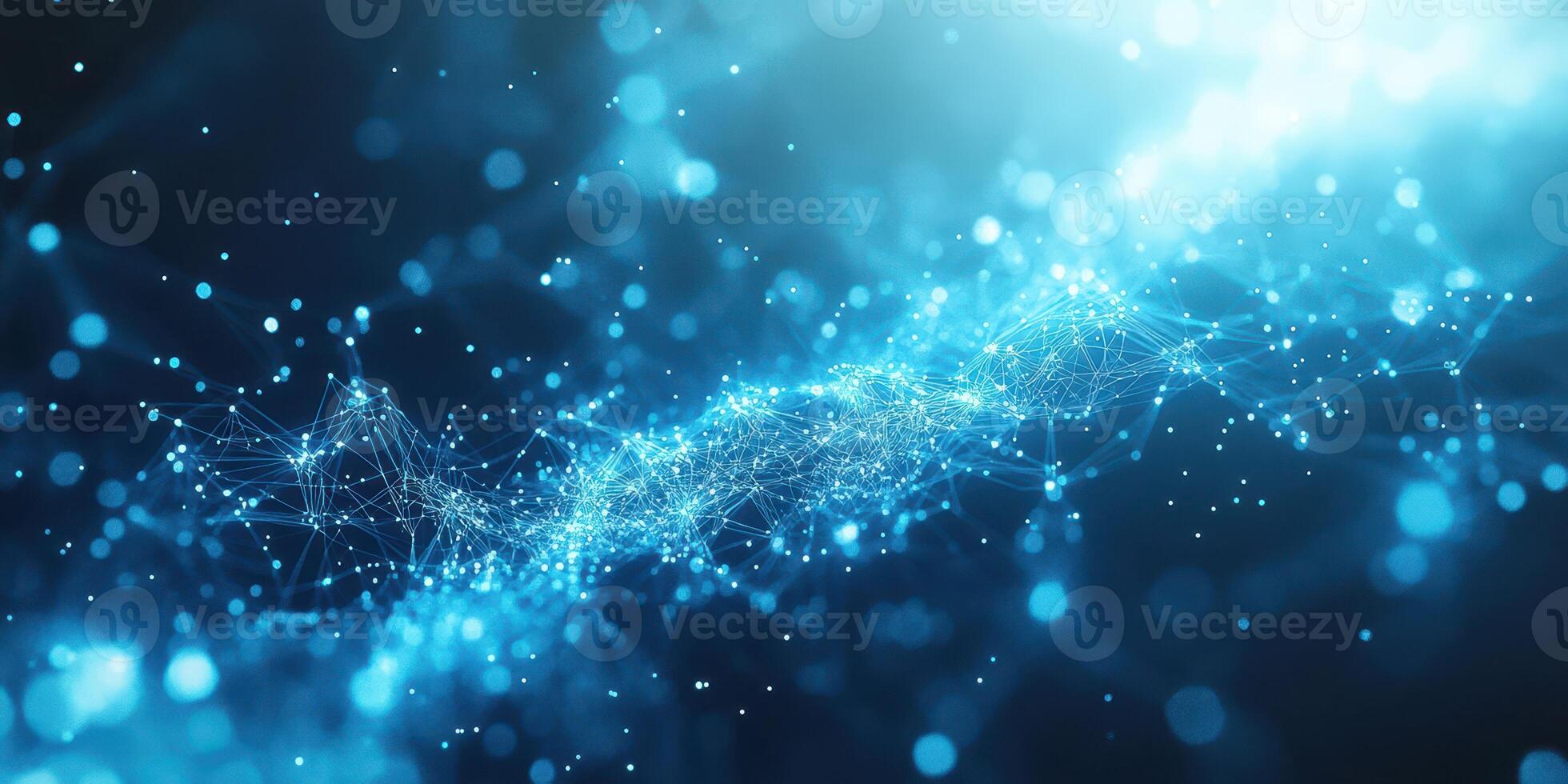 Digital network connections create an abstract representation of technology and communication in a vibrant blue setting photo