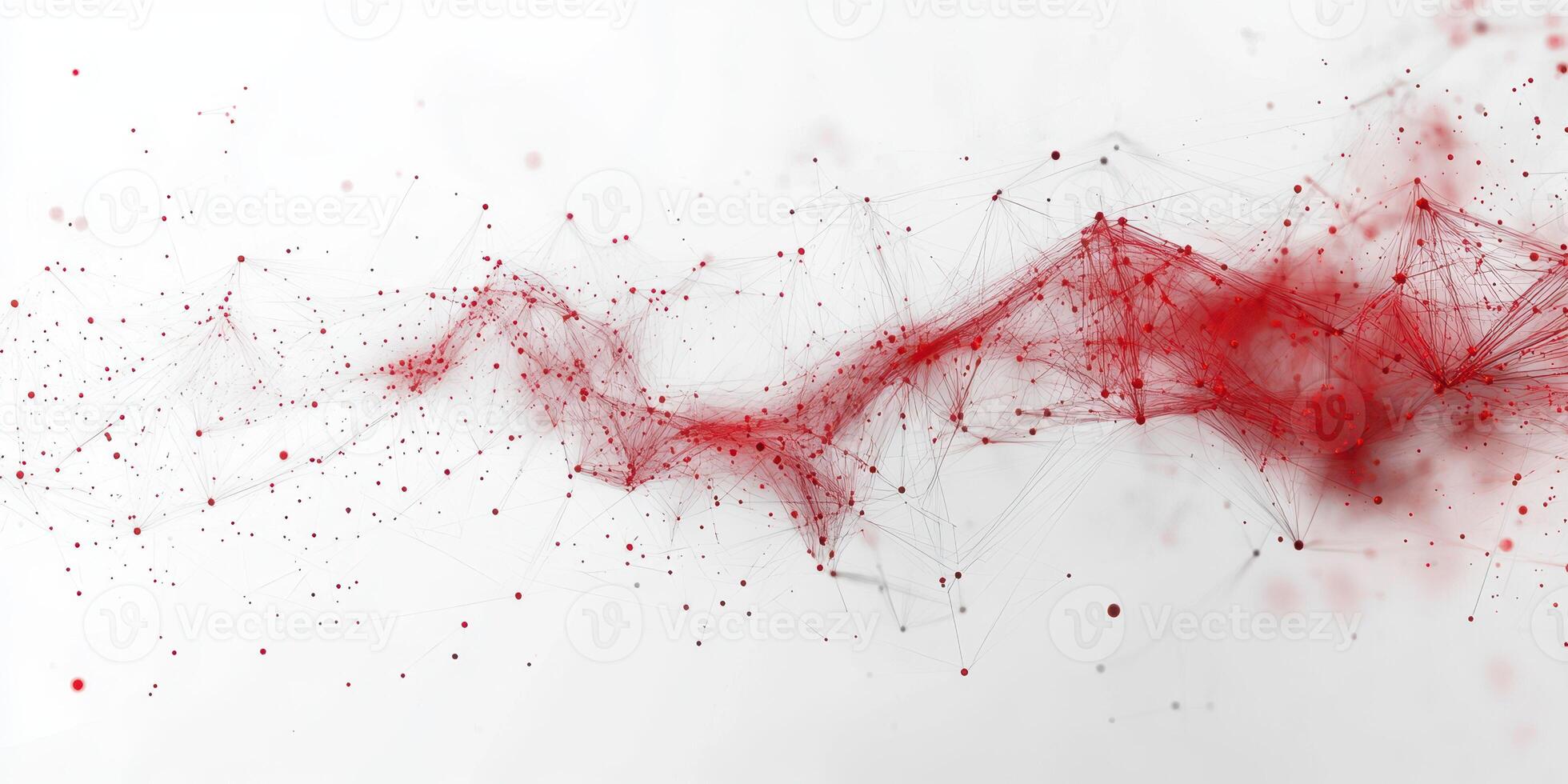 Abstract red and white digital art showcasing interconnected lines and dots in a flowing design photo