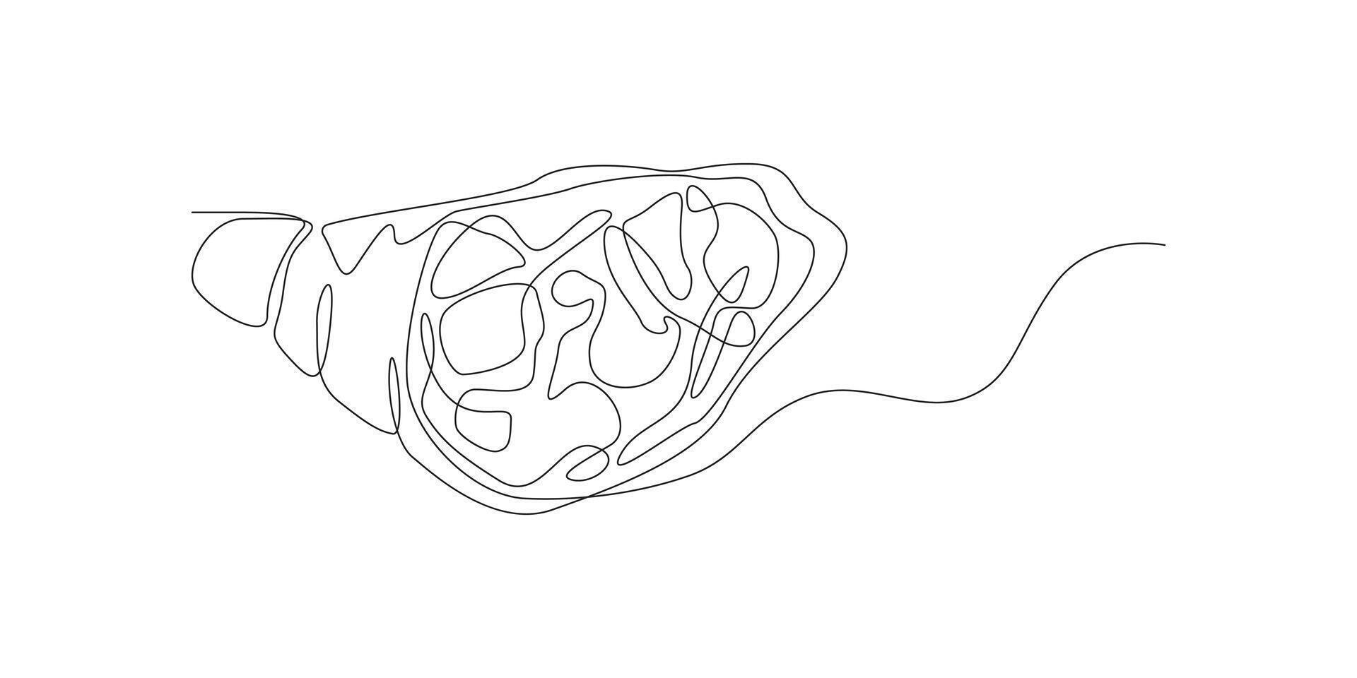 Continuous one line sketch drawing of pork knuckle vector