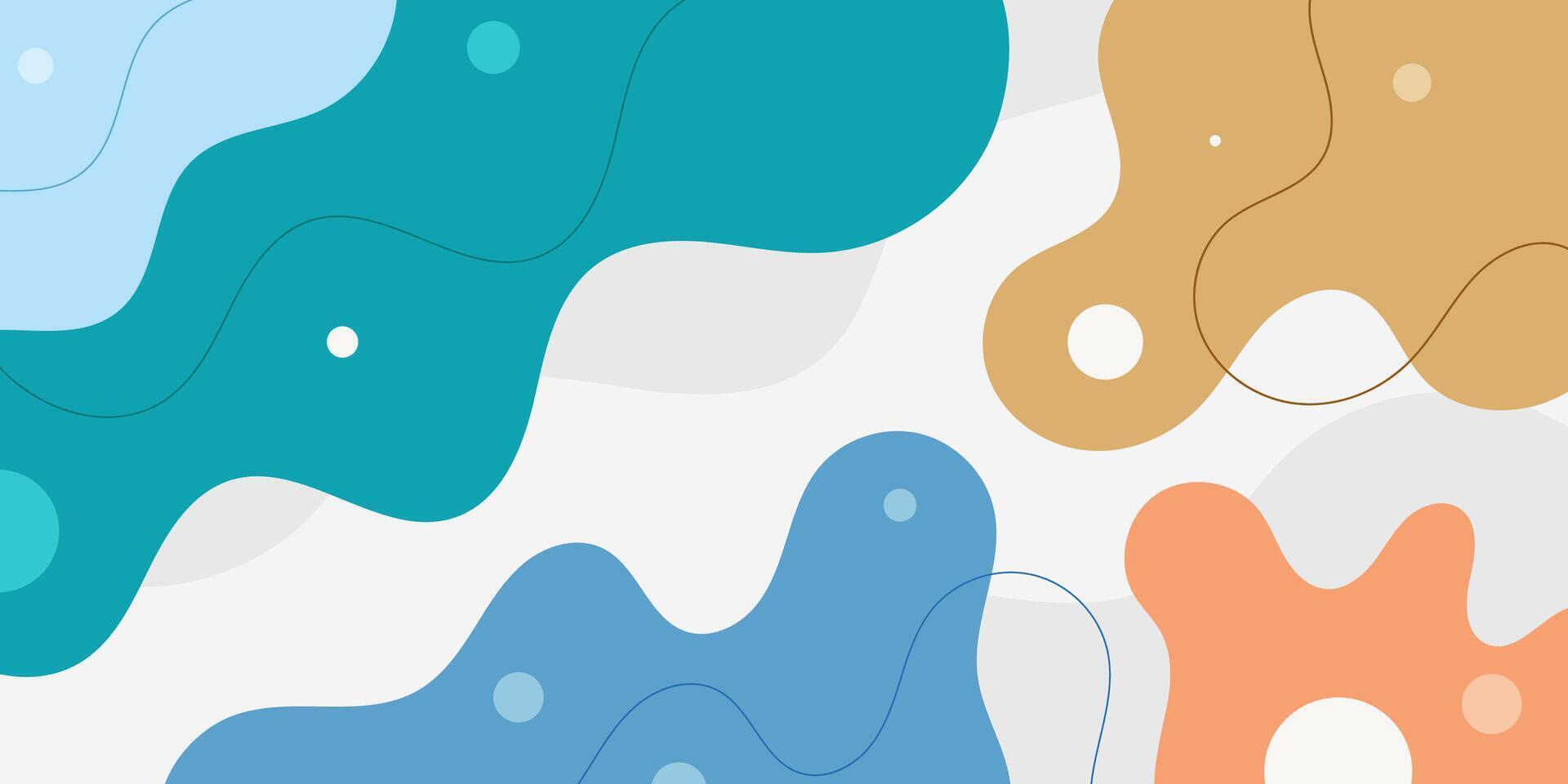 Abstract colorful 3D fluid liquid pattern design background. Simple background with green, blue, and orange shapes element. vector