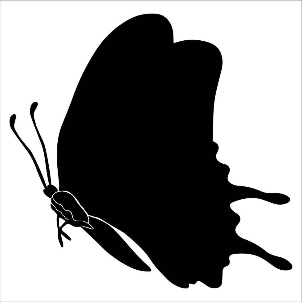Butterfly insect silhouette illustrations . Insect with wind for tattoo, hand drawn stickers, coloring page. illustration, isolate on white background vector