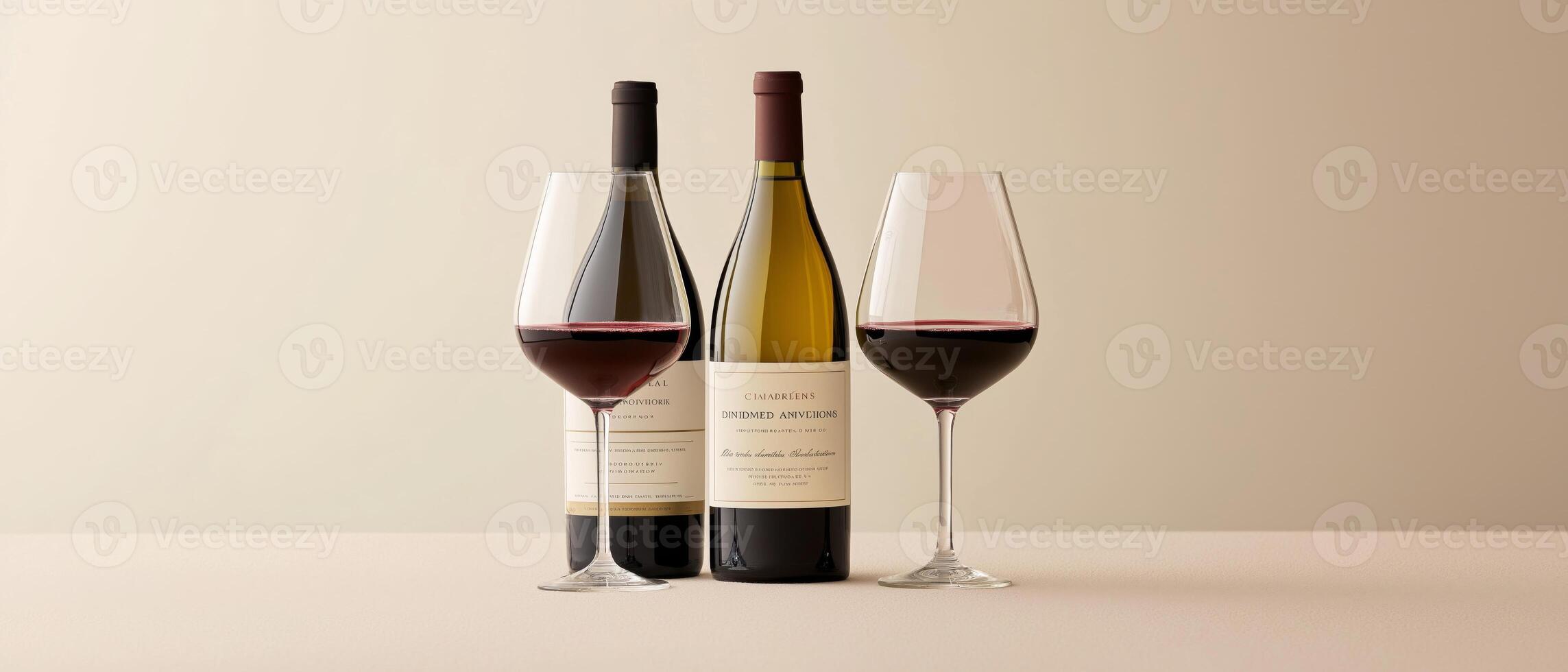 Red Wine Bottles With Two Glasses photo