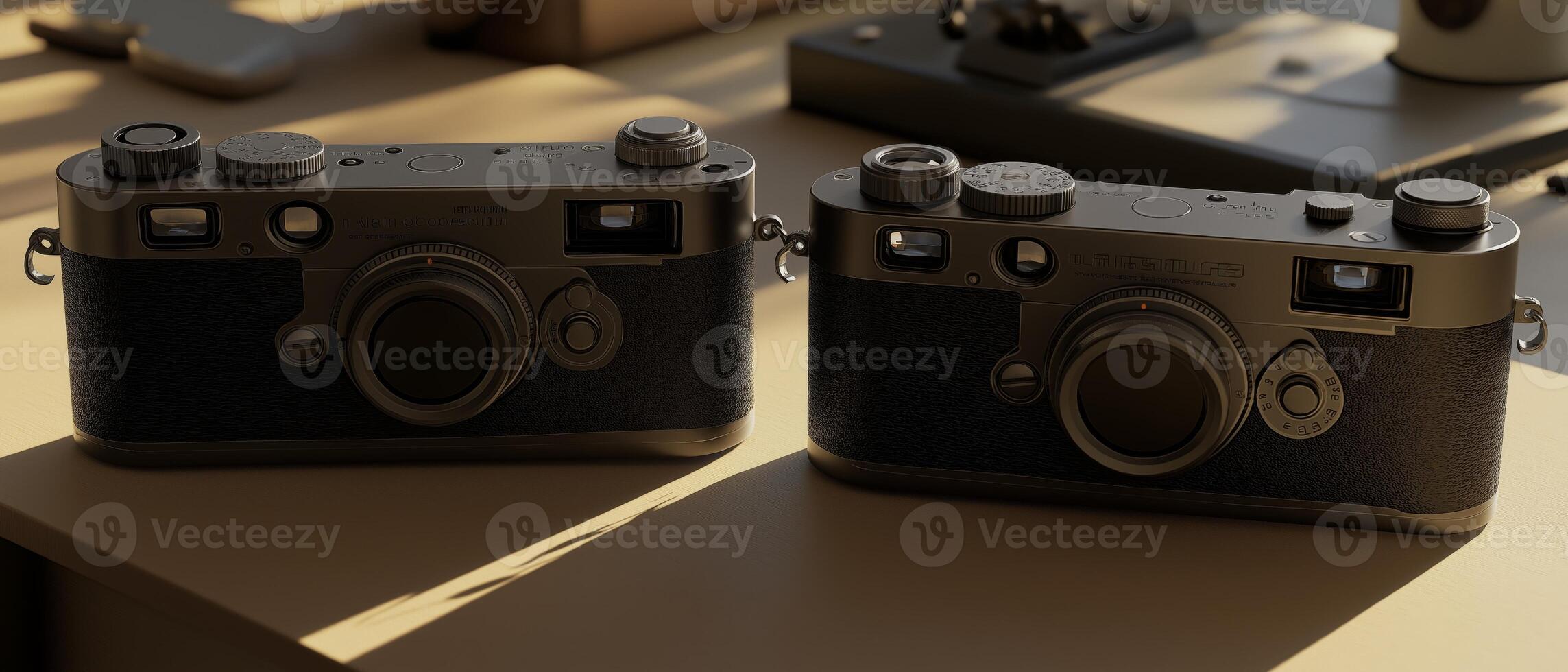 Two Vintage Cameras on a Table photo