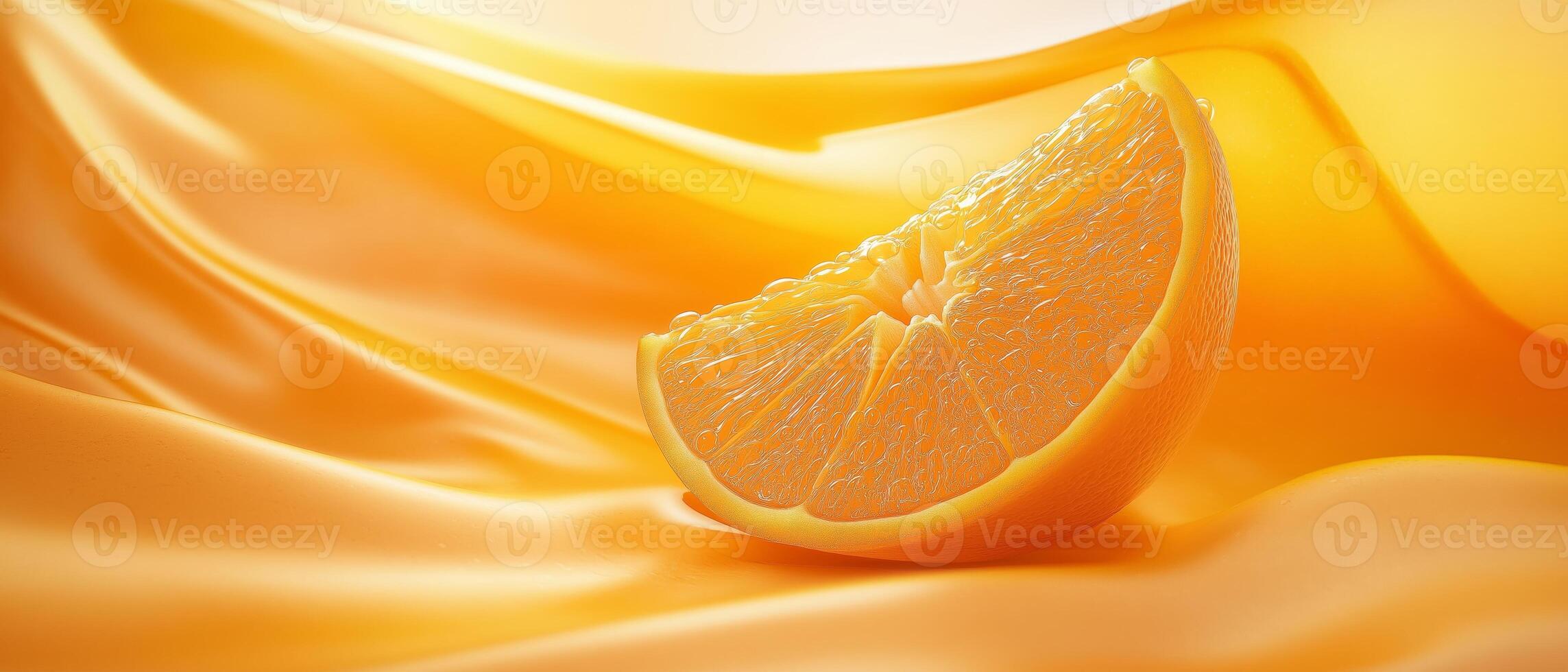 Orange Slice Against Orange Silk Background photo