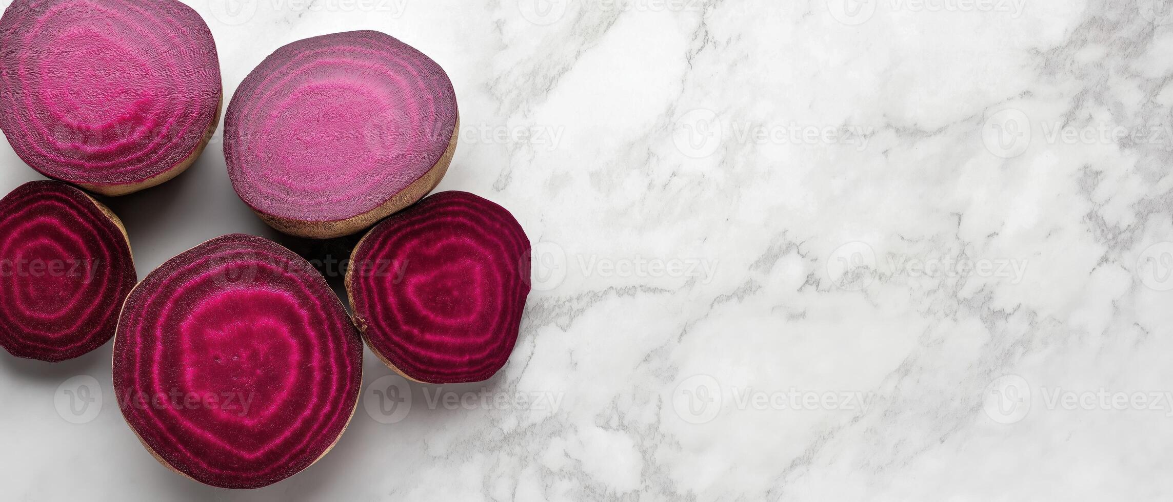 Sliced Beetroot on a Marble Surface photo