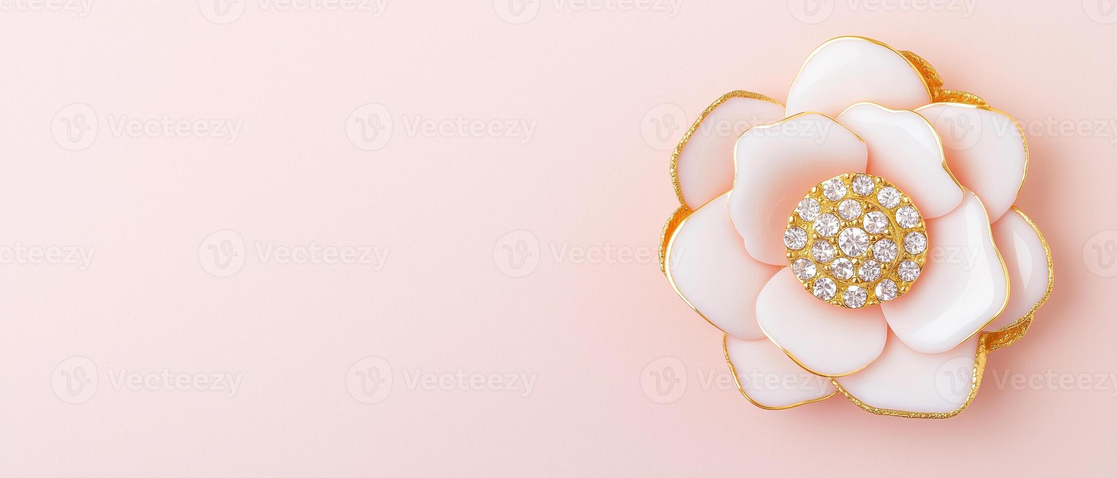 Decorative Flower Brooch On Pink Background photo