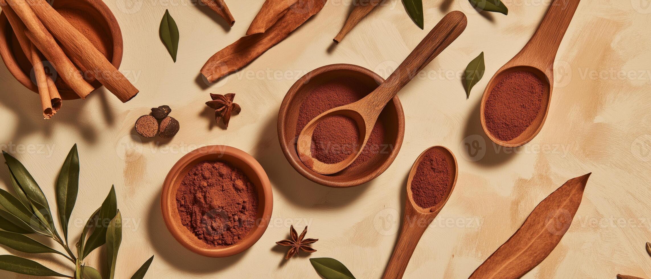 Cinnamon, Cocoa, and Spices Still Life photo