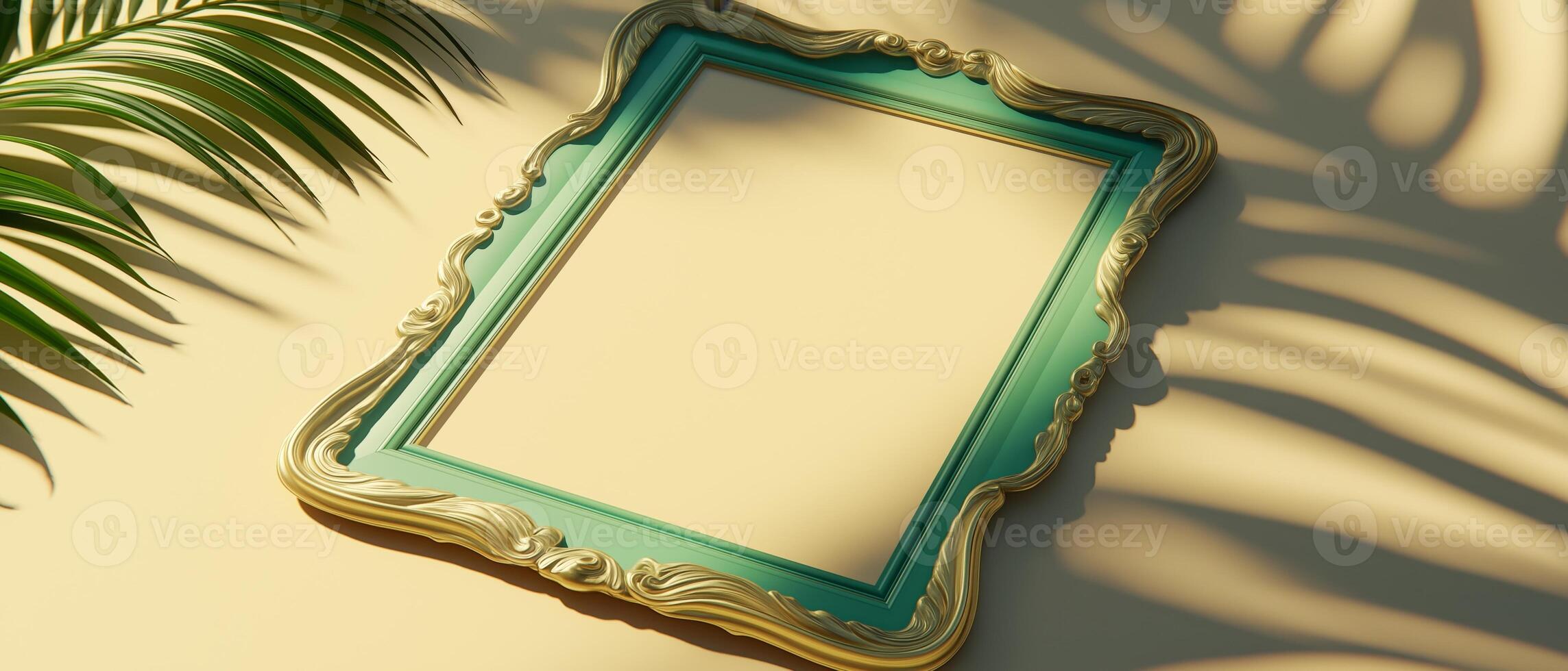 Ornate Frame With Palm Leaf Shadow photo