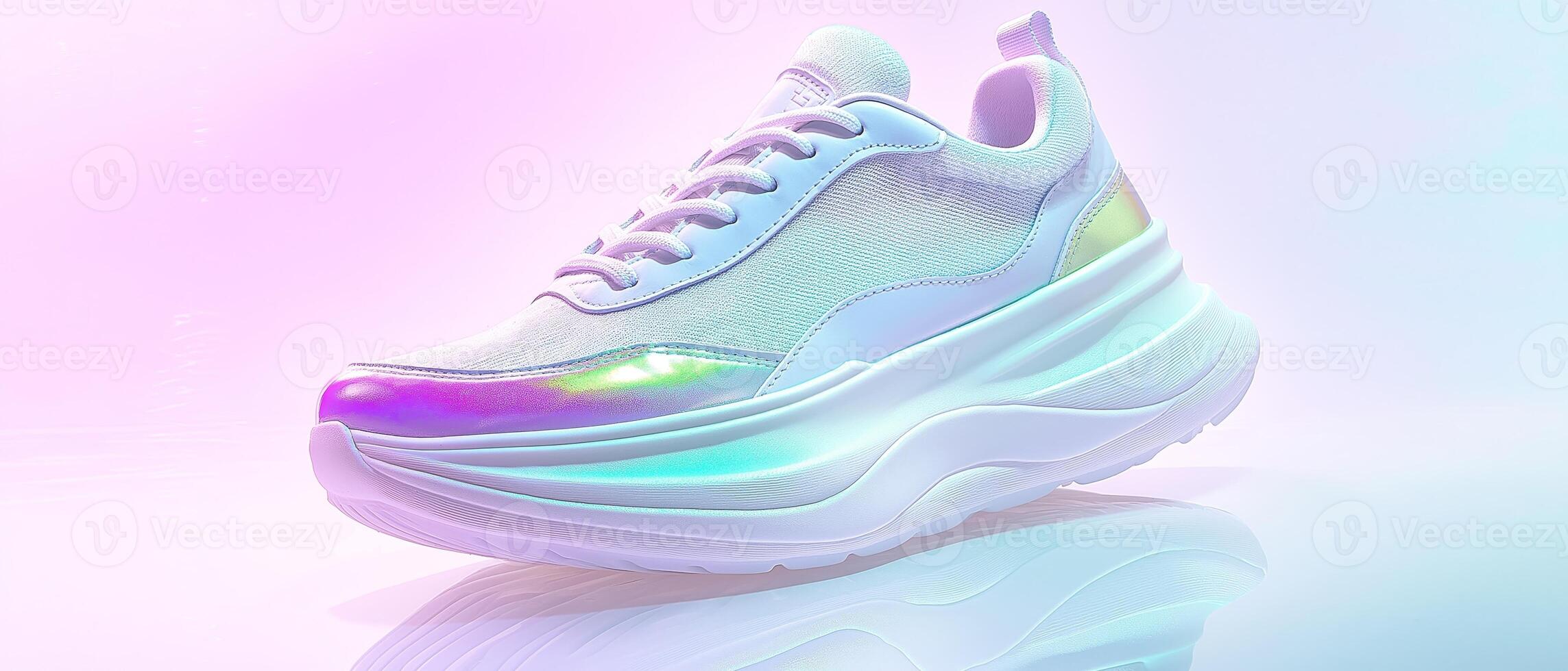 Futuristic Style Sneaker Against Gradient Background photo