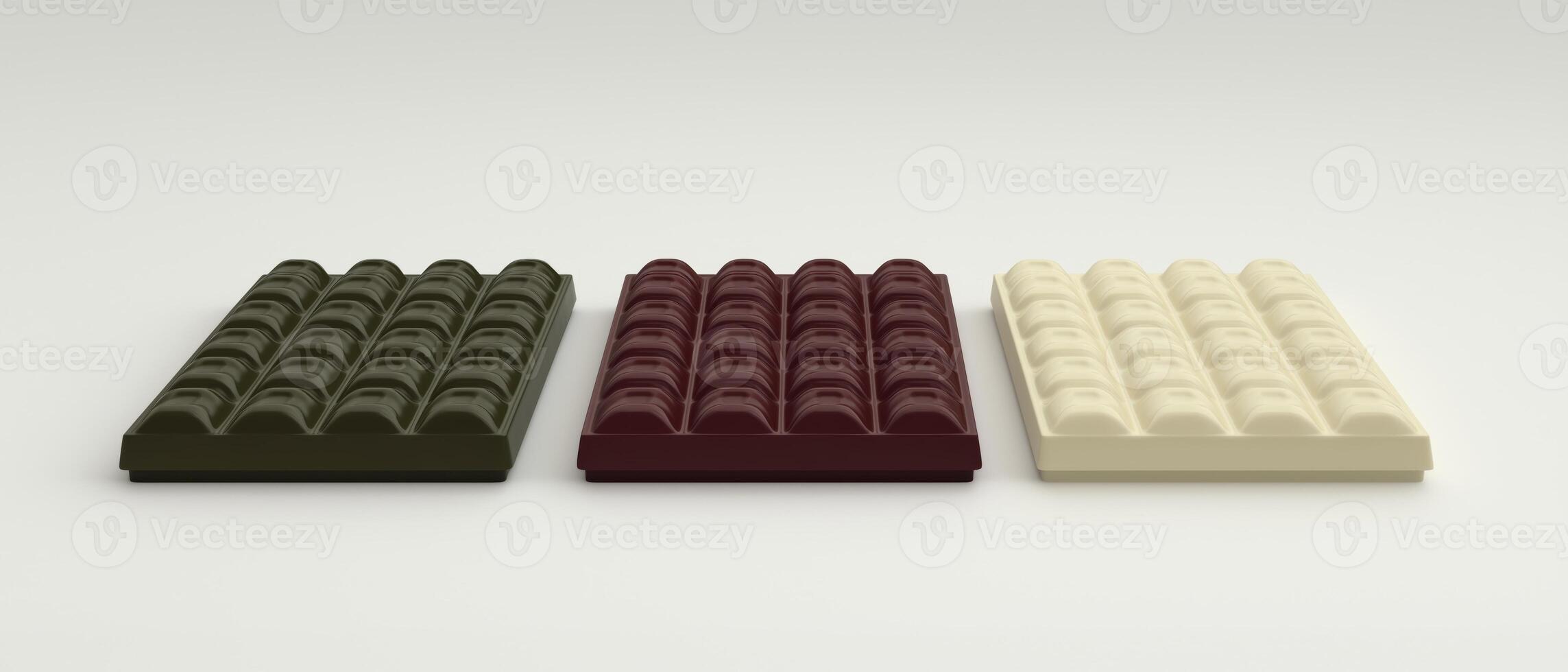 Three Chocolate Bars Different Colors photo
