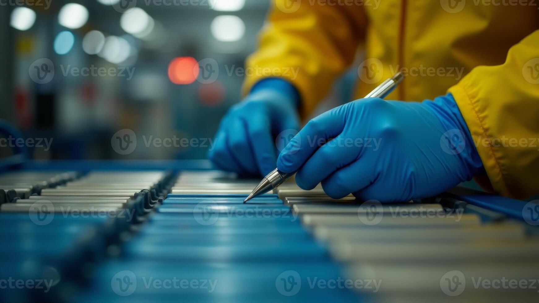 Factory Worker Inspecting Product Quality Control photo