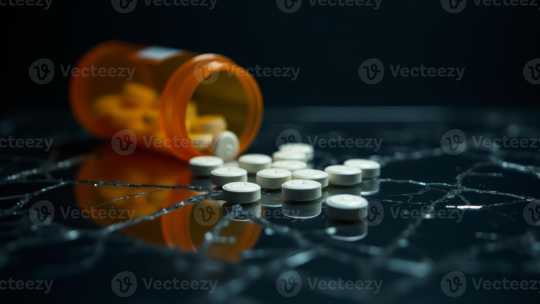 Prescription Pills Spilled From A Pill Bottle photo