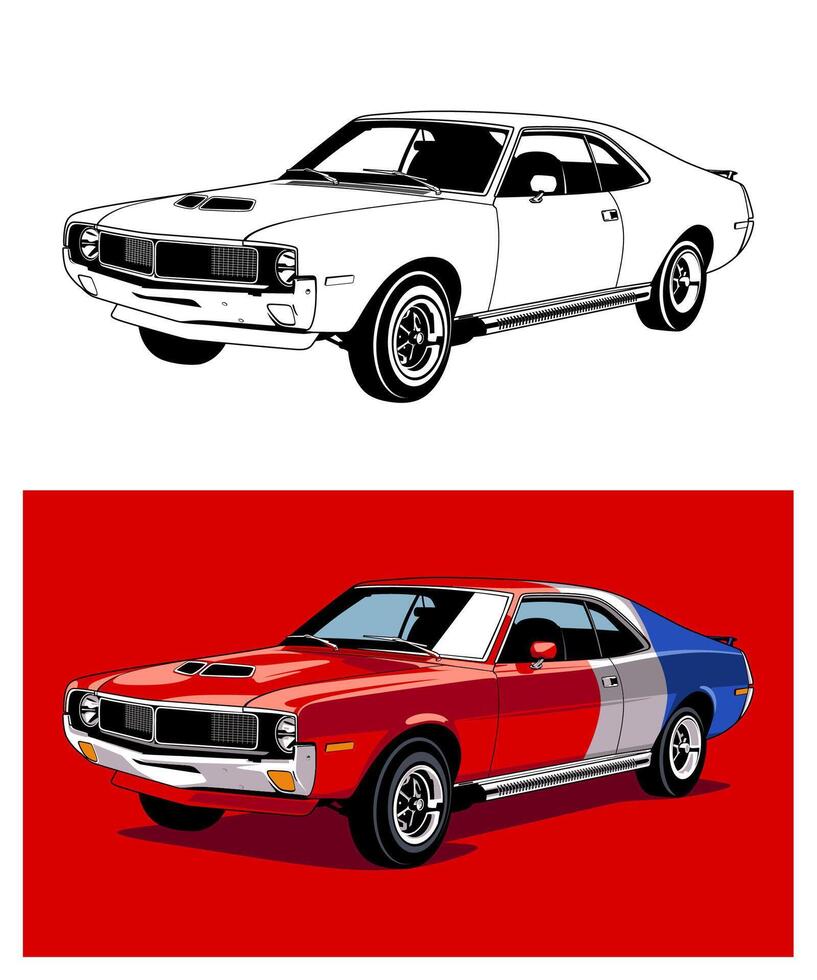 1969 Red Stripe Muscle Car Legend vector