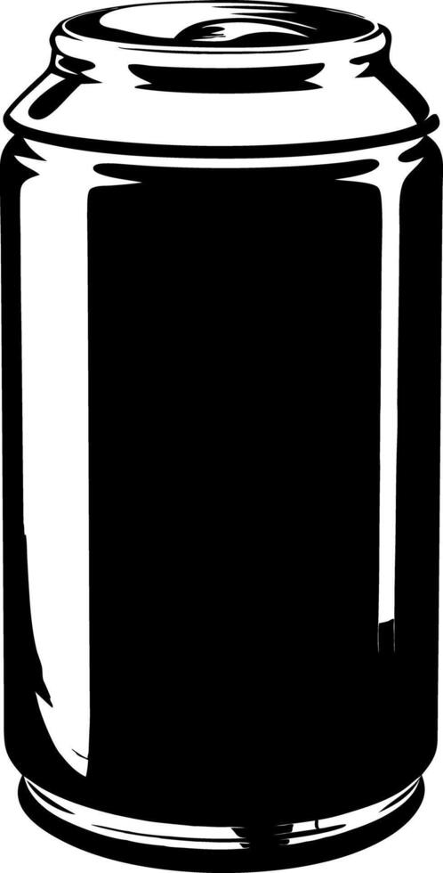 A Black and White Illustration silhouette of a Single Aluminum Soda Can vector