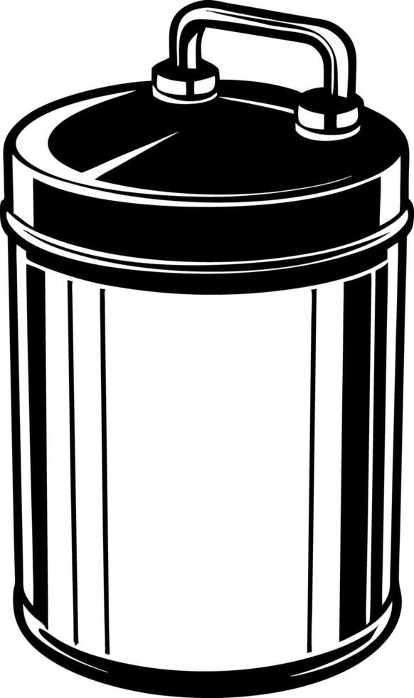 Vintage Metal Container with Carry Handle silhouette Cylindrical Tin Canister Retro Style Storage Jar vector