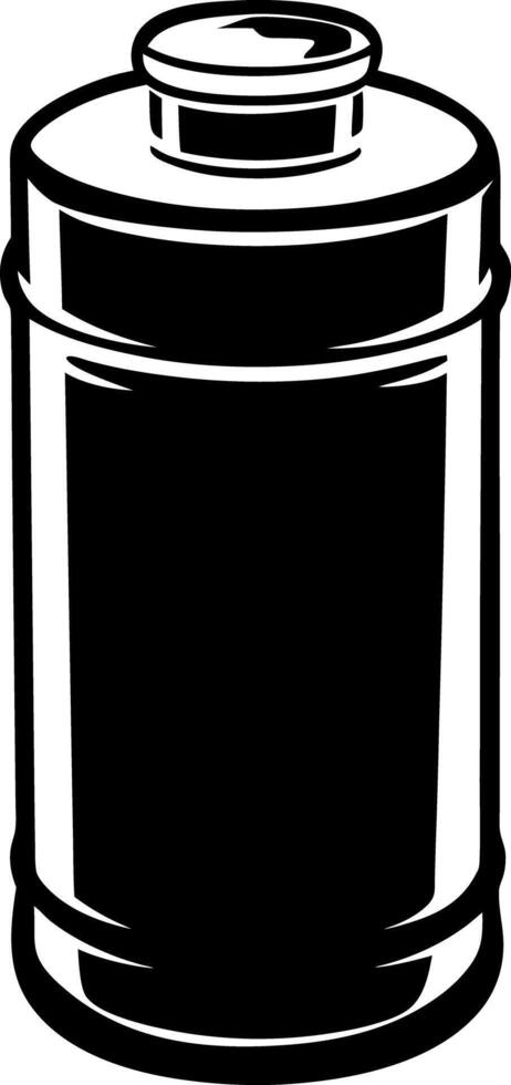 A Vintage Style Black and White Illustration of silhouette a Cylindrical Metal Container with a Screw Top Lid vector