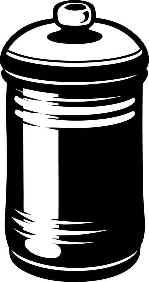 A Black and White Illustration of silhouette a Cylindrical Container with a Lid vector