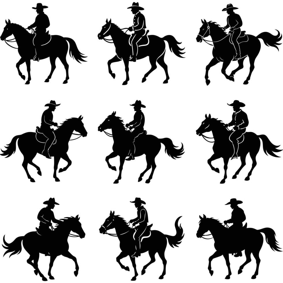 set of stunning cowboy vector