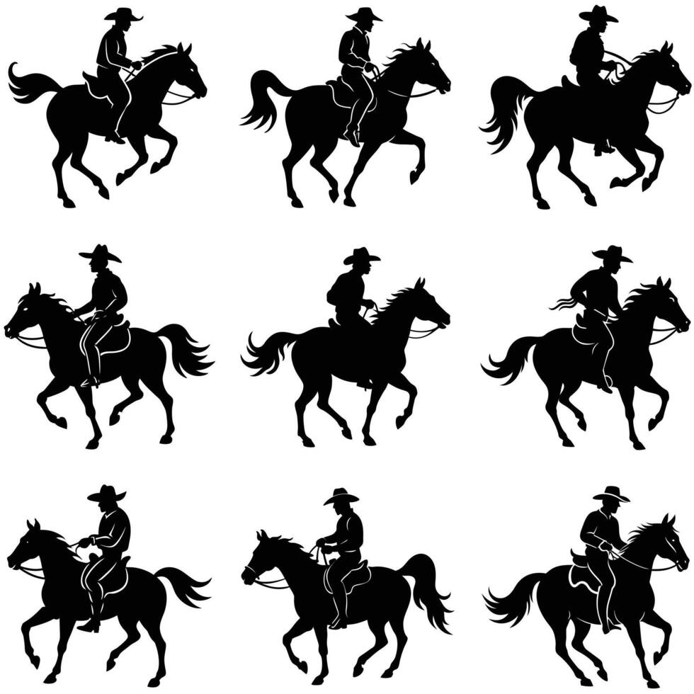 set of brave cowboy vector