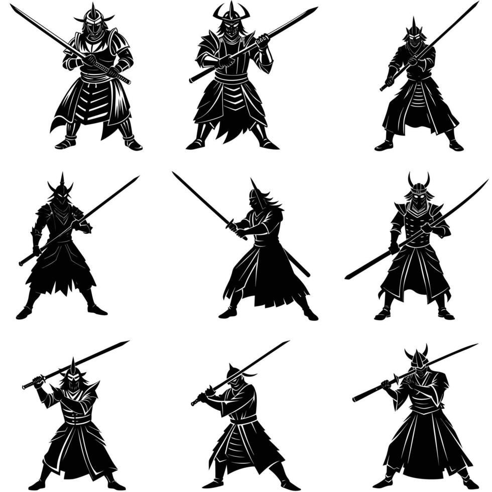 Set of Samurai vector
