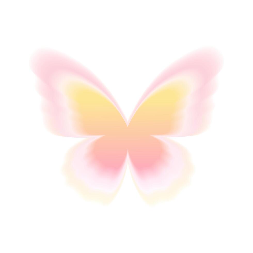 Brightly glowing neon butterfly. Pink gradient butterfly in y2k style, nostalgia for the 2000s. isolated icon with blur effect vector