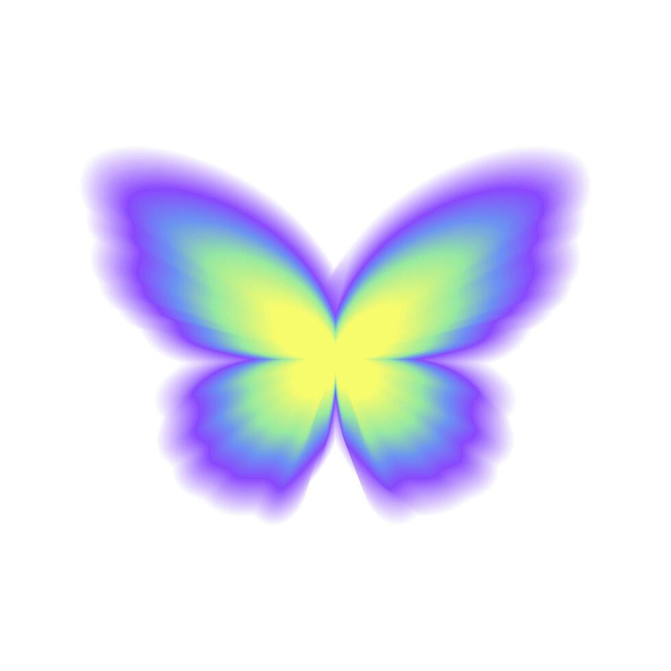 Brightly glowing neon butterfly. Blue butterfly in y2k style, nostalgia for the 2000s. icon with blur effect vector