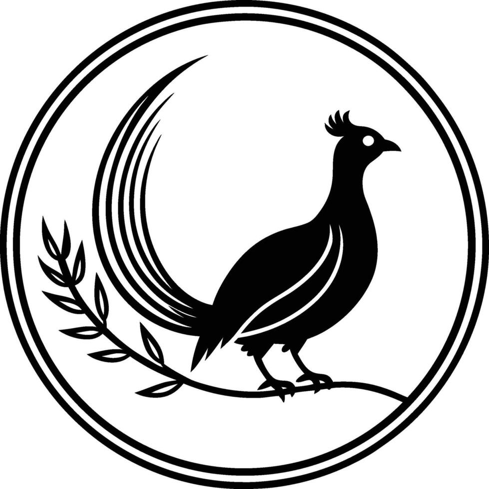 Circular emblem featuring a pheasant silhouette vector