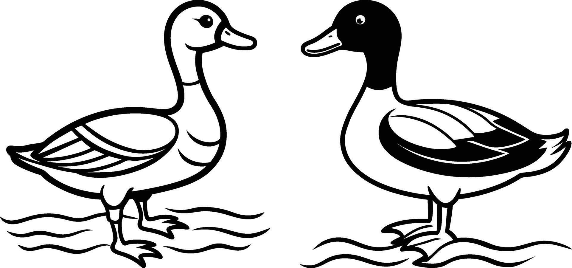 Minimalist duck silhouette with smooth, elegant lines in the river vector