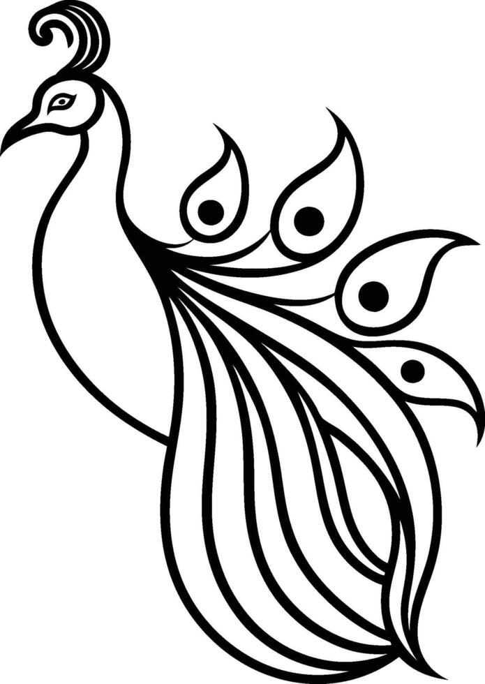 A symmetrical peacock feather outline forming style logo vector