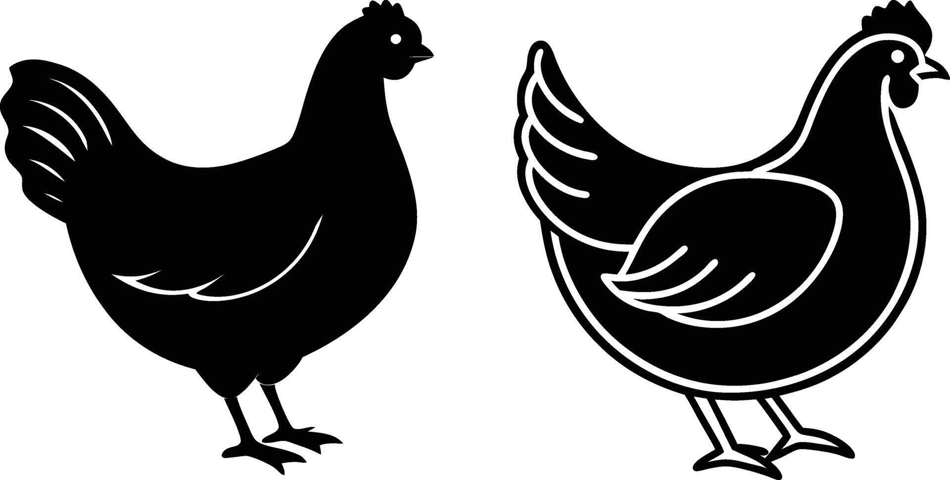 Tow rooster silhouette illustration with flowing lines vector