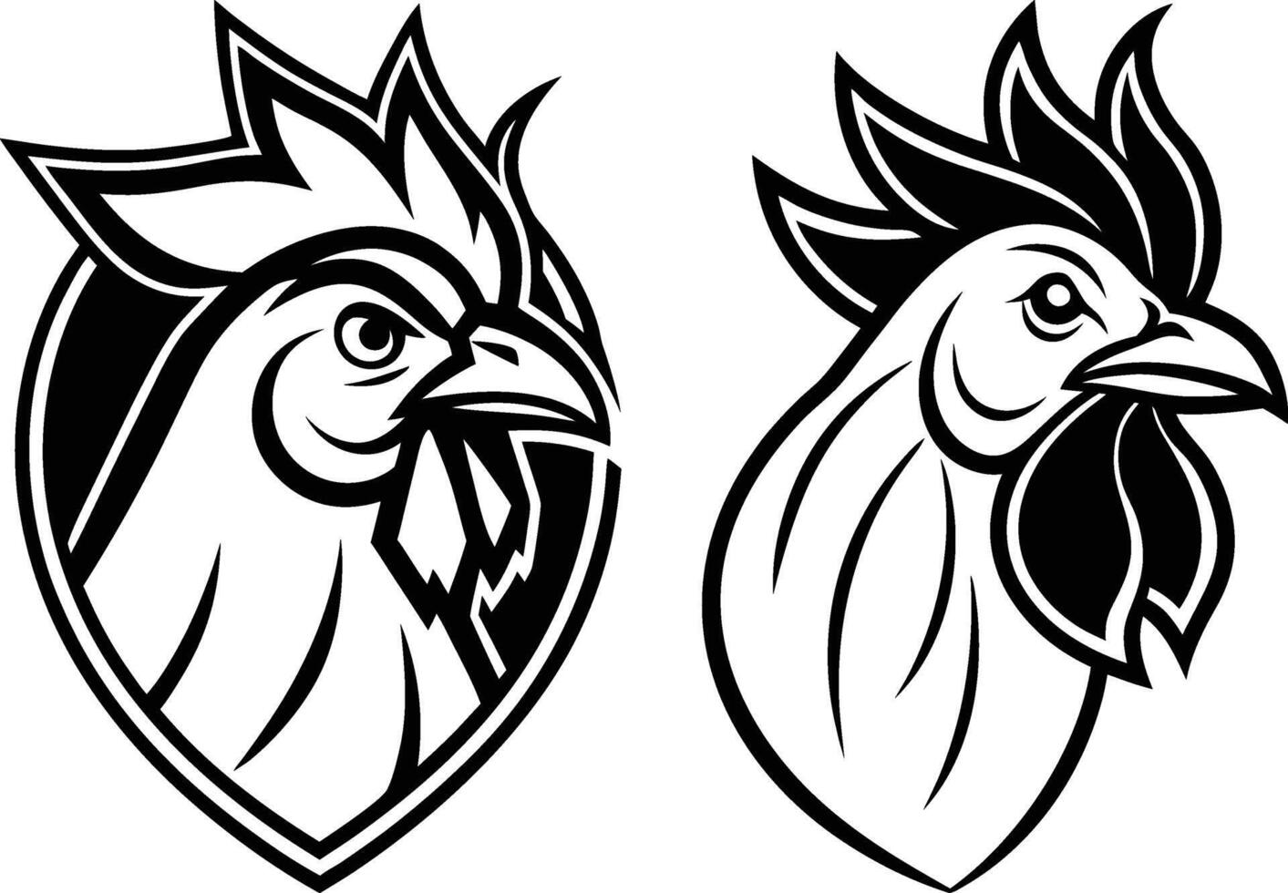 Rooster Head logo silhouette modern crest design vector