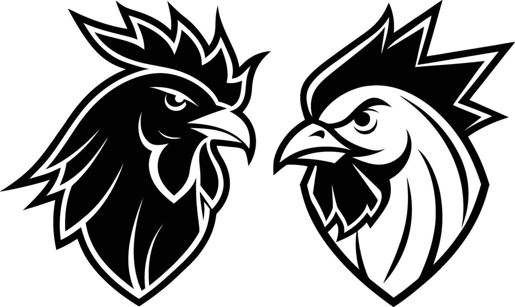 A crowing rooster head silhouette illustration with flowing lines vector