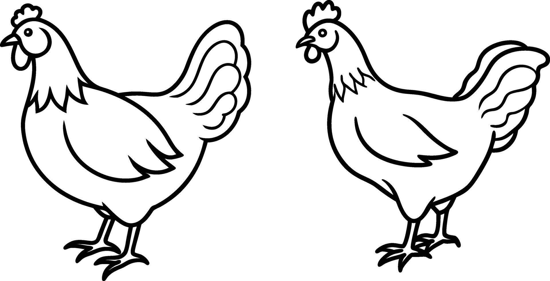 Tow crowing rooster silhouette illustration with flowing lines vector