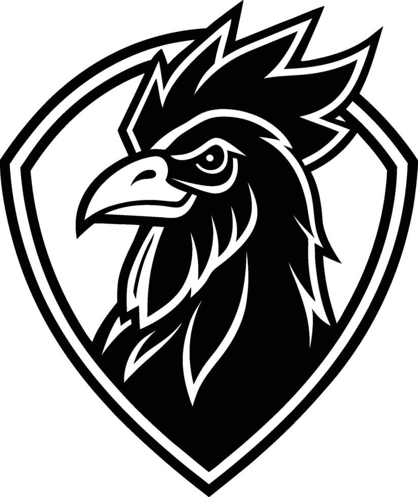 A crowing rooster head logo silhouette illustration with flowing lines vector