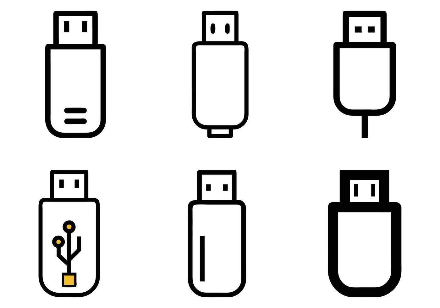 Simple Black Line Art USB Flash Drives vector