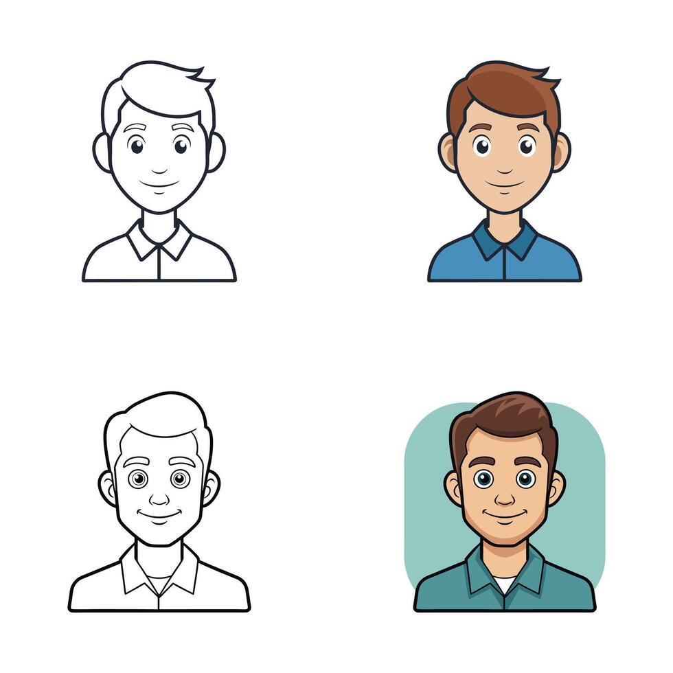 Four Variations of a Cartoon Male Avatar vector
