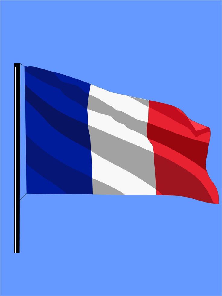 illustration of the French flag flying on a pole vector
