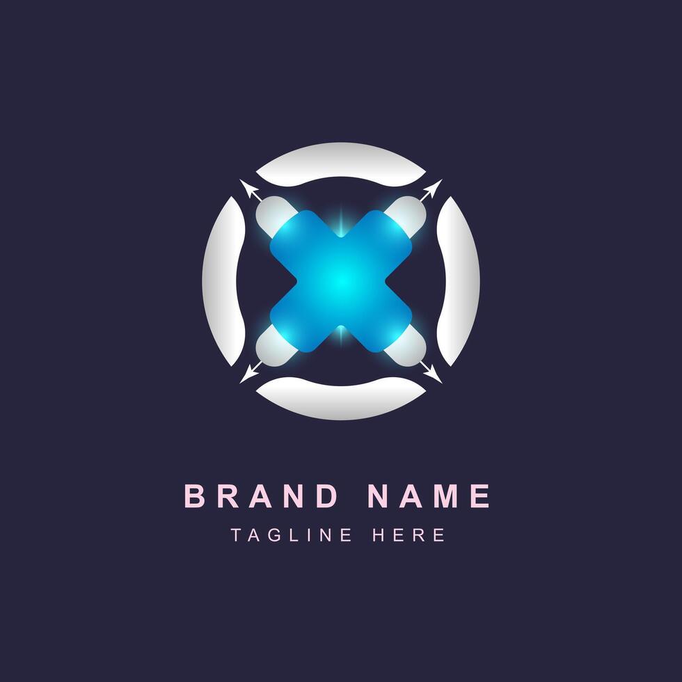 abstract gradient x letter logo design vector