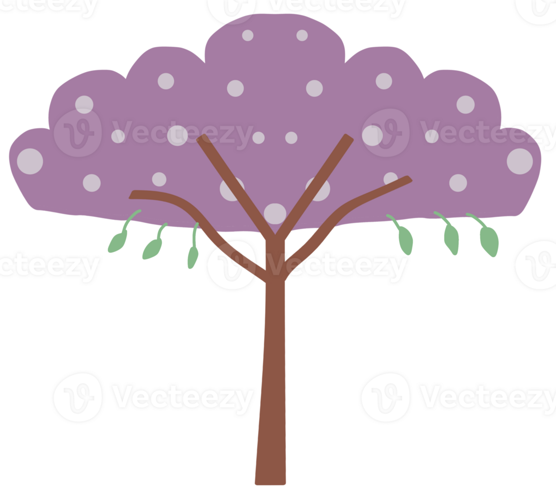 A purple tree with white dots on it png
