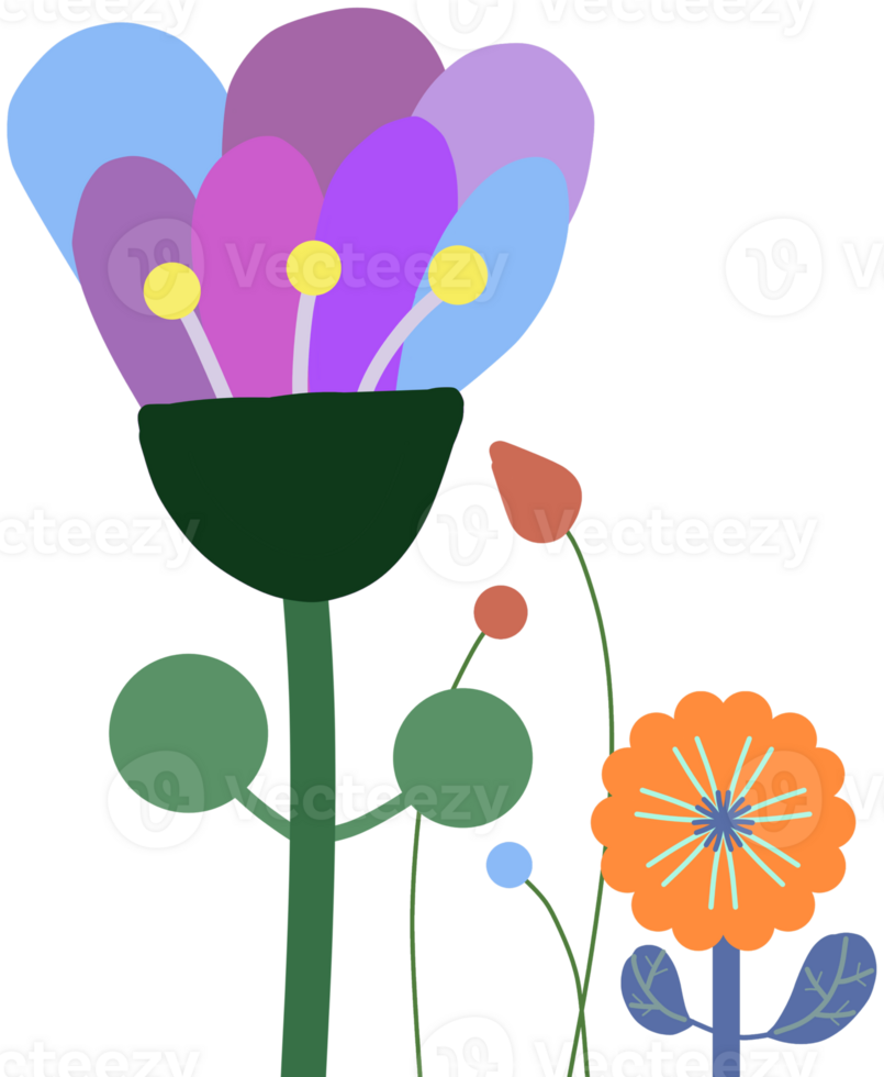 A flower and a plant are shown in this illustration png