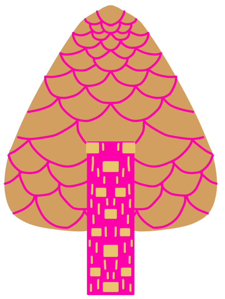 A pink and brown mushroom with a pink roof png