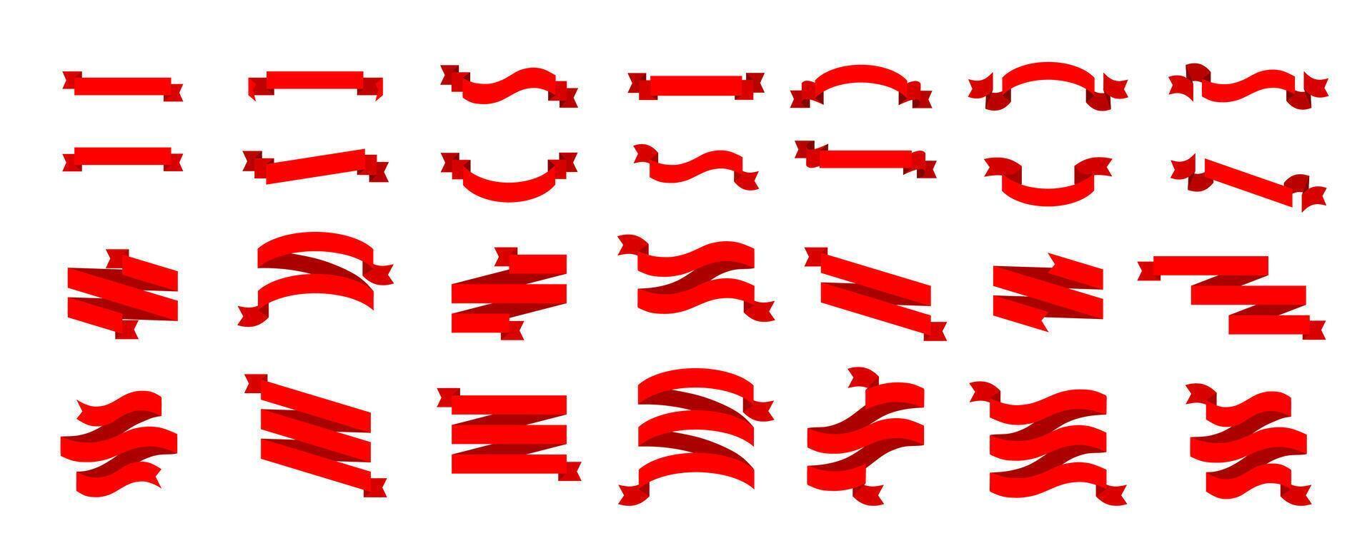 Red Ribbon Banners Collection for Design vector