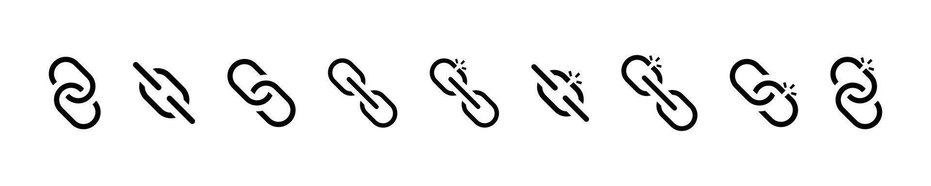 Connected and Broken Chain Link Icons Set vector