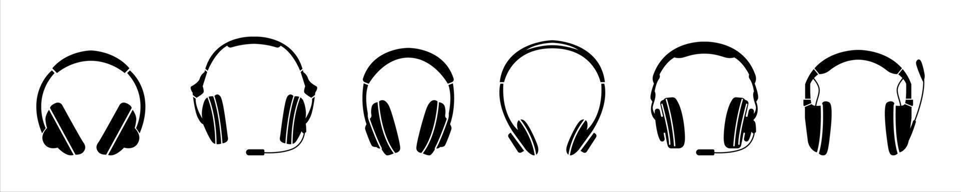 Headphones Icon Silhouette Set vector