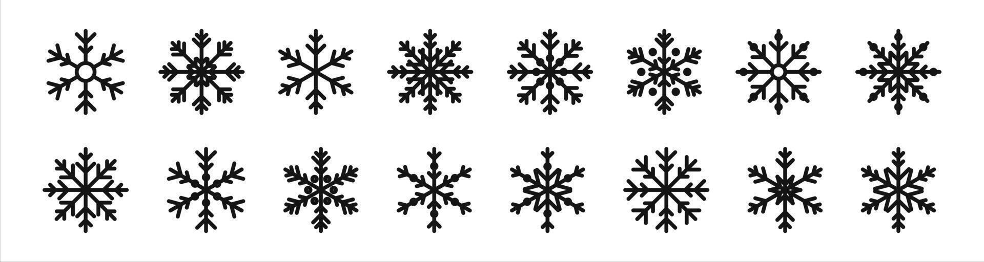Snowflake Icons Set in Black Flat Style vector