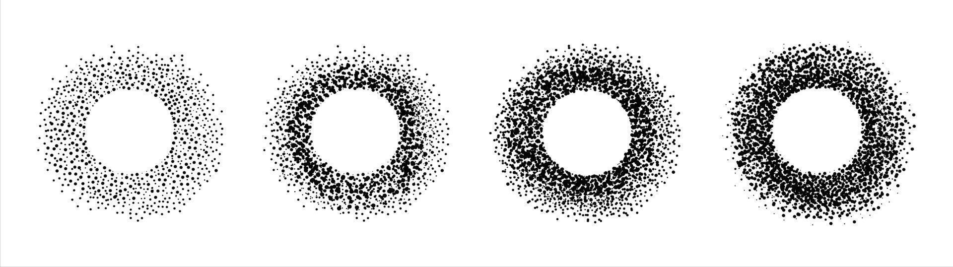 Abstract Halftone Circle Dot Patterns Set vector