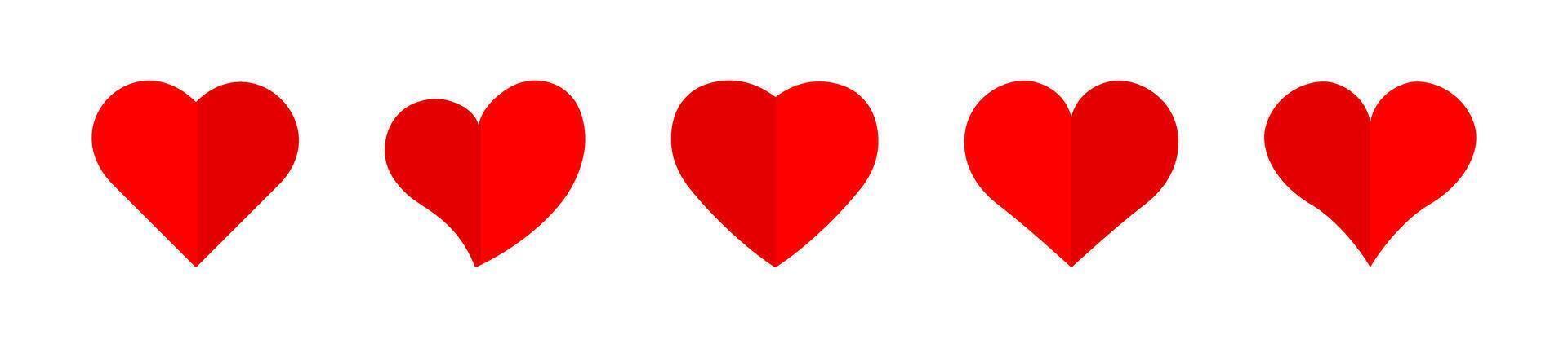 Red Heart Shapes Collection for Love Themes Set vector