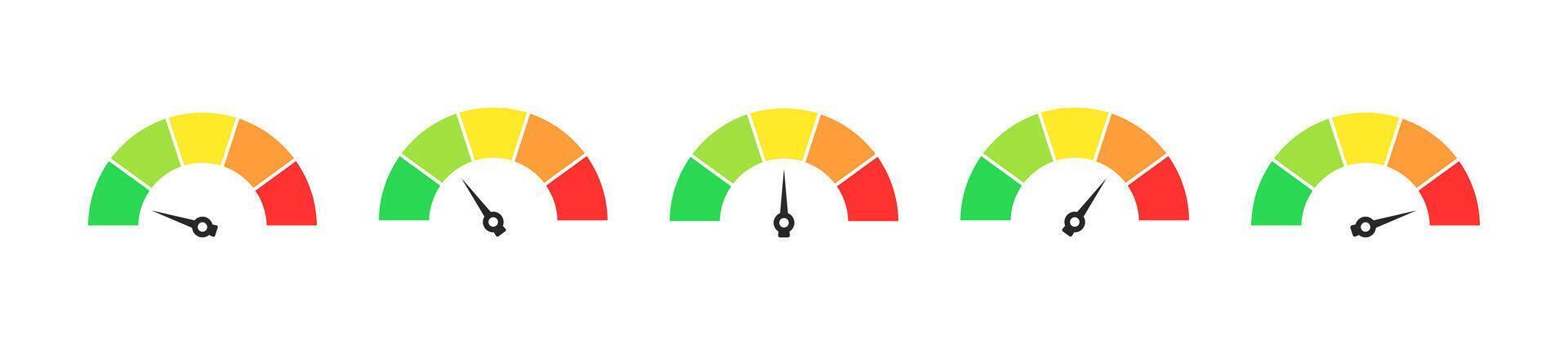 Colorful Performance Gauge Meter Set vector