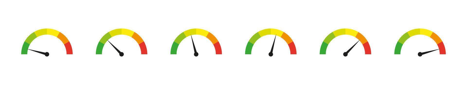 Color-Coded Gauge Indicators for Progress Set vector